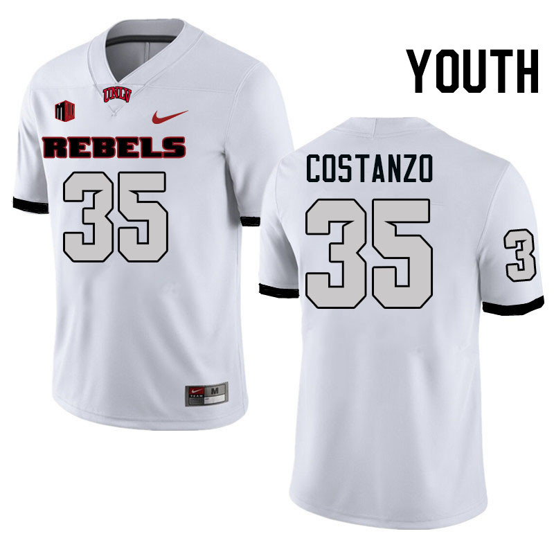 Youth #35 Anthony Costanzo UNLV Rebels College Football Jerseys Stitched-White